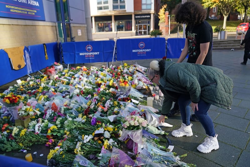 Tributes outside the Motorpoint Arena 