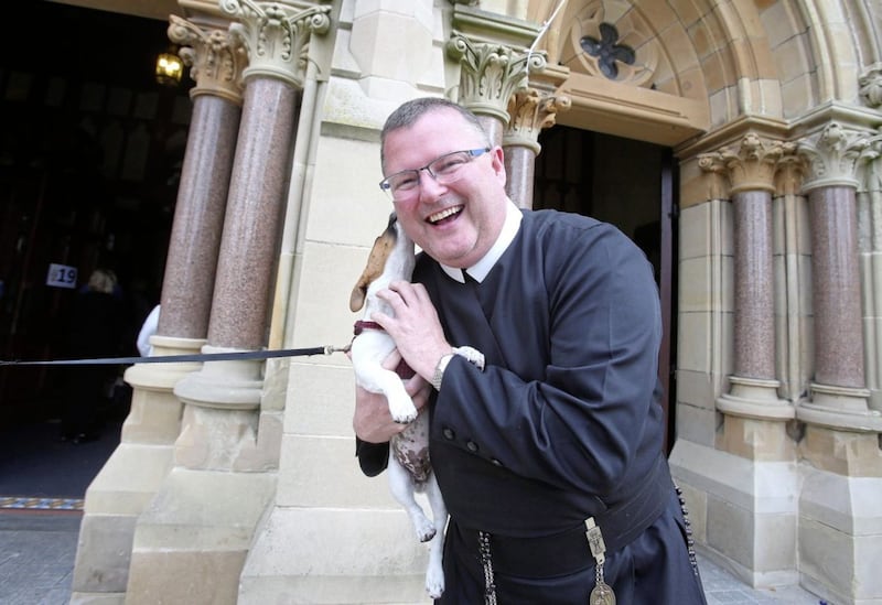 Clonard Rector Fr Noel Kehoe:  All welcome on day one of the annual Clonard Novena in west Belfast. Picture Mal McCann.