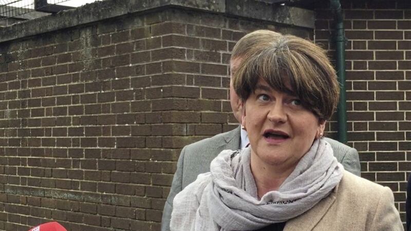 DUP leader Arlene Foster speaks outside PSNI headquarters in Belfast. Picture by David Young, Press Association 