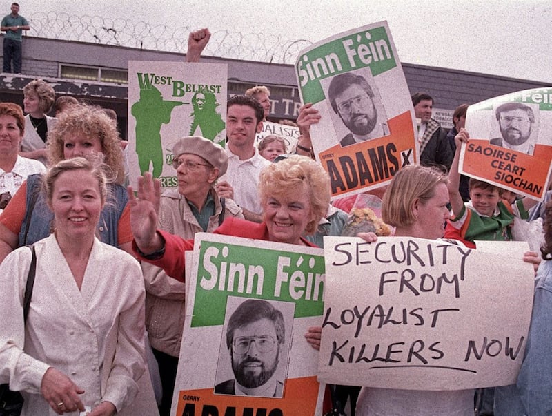Sinn F&eacute;in supporters on the day of the IRA ceasefire. 31/8/94