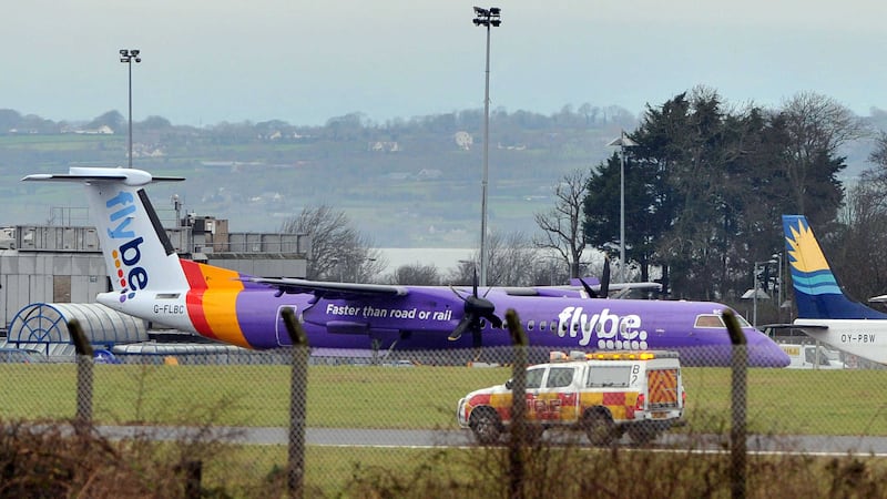 The flight that made an emergency landing at Belfast International Airport. Picture by Justin Kernoghan