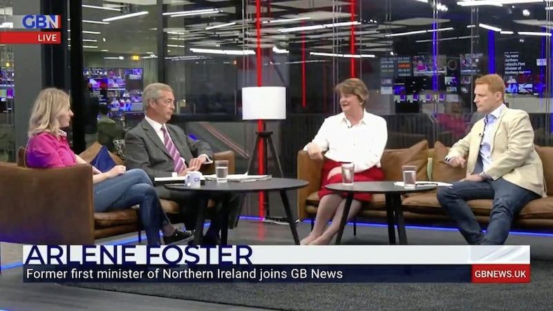 Arlene Foster with Nigel Farage on GB News 