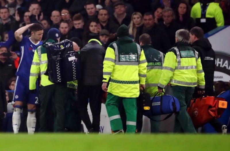 Hull City's Ryan Mason is stretchered off the pitch