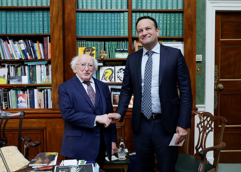 Leo Varadkar meeting President of Ireland Michael D Higgins