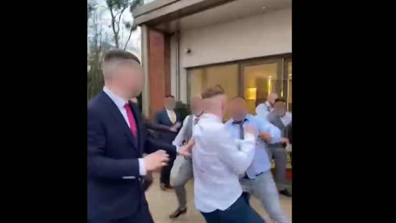 Footage shared widely online shows fighting involving several people both inside and outside the Crowne Plaza hotel&nbsp;