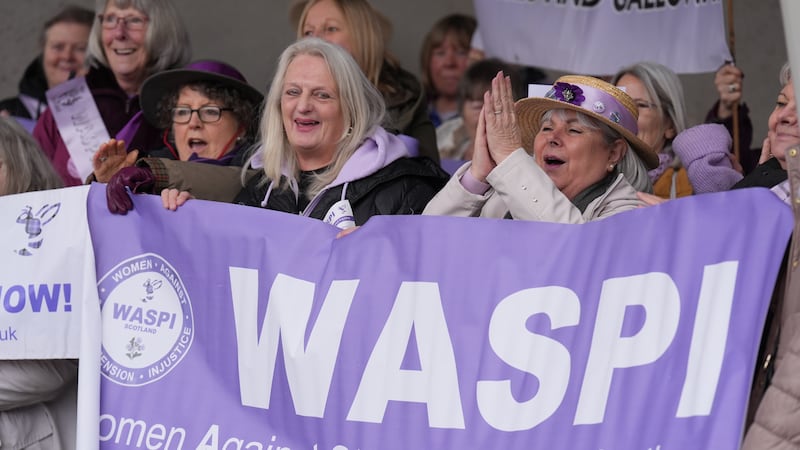 A Women Against State Pension Inequality protest was staged outside the Scottish Parliament in Edinburgh