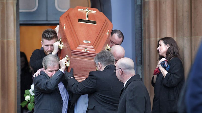 The funeral of Amy Loughrey at St Columb's Church in Derry on Boxing Day. Amy was killed in a crash at Fahan Co Donegal on Thursday night. Picture by Margaret McLaughlin&nbsp;