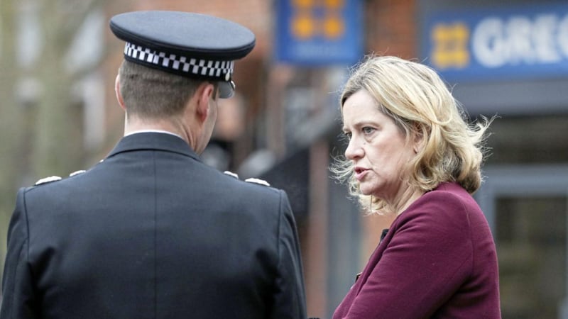 VISIT: British home secretary Amber Rudd talks to Wiltshire Police assistant chief constable Kier Pritchard      Picture: Andrew Matthews/PA 