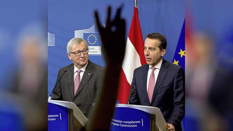 European Commission president Jean-Claude Juncker, left, and Austrian chancellor Christian Kern at EU headquarters in Brussels. Picture by Virginia Mayo, Associated Press 