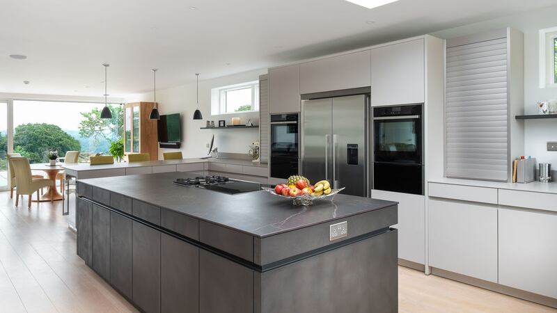 Leicht Avance range in Mohair; Island: Dekton Kenya unit with Silestone Suede finish worktop and cabinets with Concrete finish in Brasilia, and kitchen starts from &pound;25,000, Contour Kitchens, Cheltenham&nbsp;