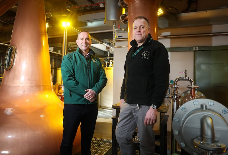 John Kelly, chief executive, Belfast Distillery Company and Graeme Millar, head of supply and operations at Belfast Distillery Company. PICTURE: MAL MCCANN