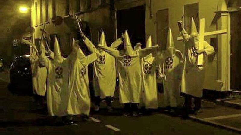 Police are treating the reports of people dressing as Ku Klux Klan members in Newtownards as a hate incident 