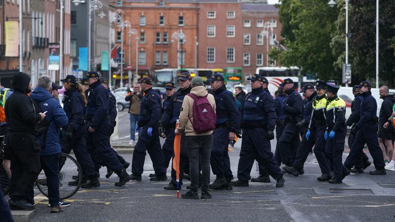 Members of the Garda Public Order Unit outside Leinster House, Dublin, as the Dail resumed after summer recess (Brian Lawless/PA)