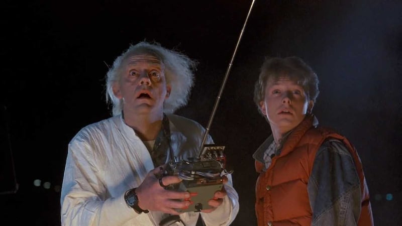 Doc Brown (Christopher Lloyd) and Marty McFly (Michael J Fox) in the original 1985 film&nbsp;