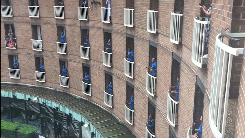 The Kaiviti Silktails were singing to thank the staff at their hotel in Sydney, Australia.