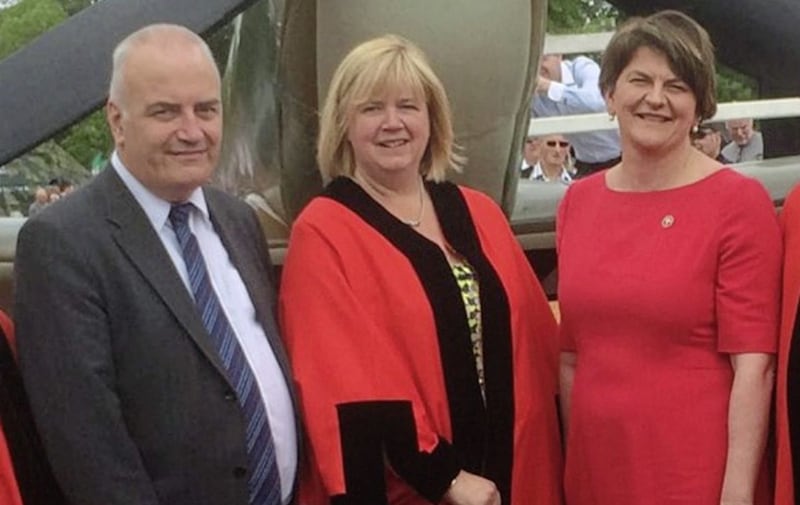 The DUP&#39;s Trevor and Linda Clarke with party leader Arlene Foster 