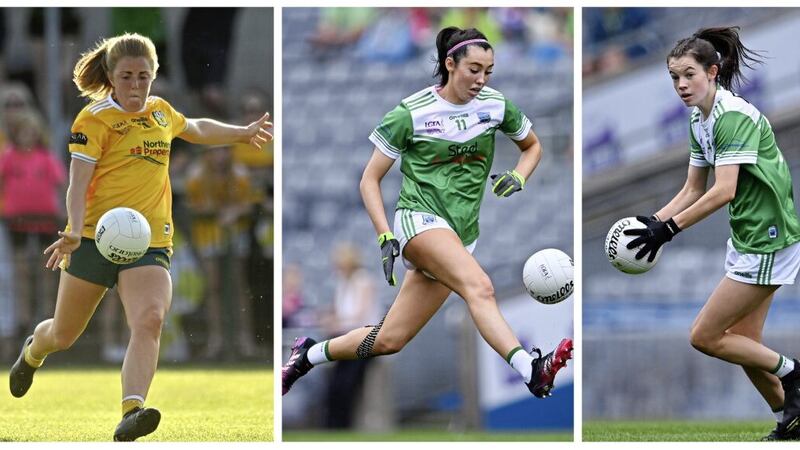 Junior Player of the Year nominees, from left, Cathy Carey (Antrim), Blaithin Bogue (Fermanagh) and Eimear Smyth (Fermanagh) 