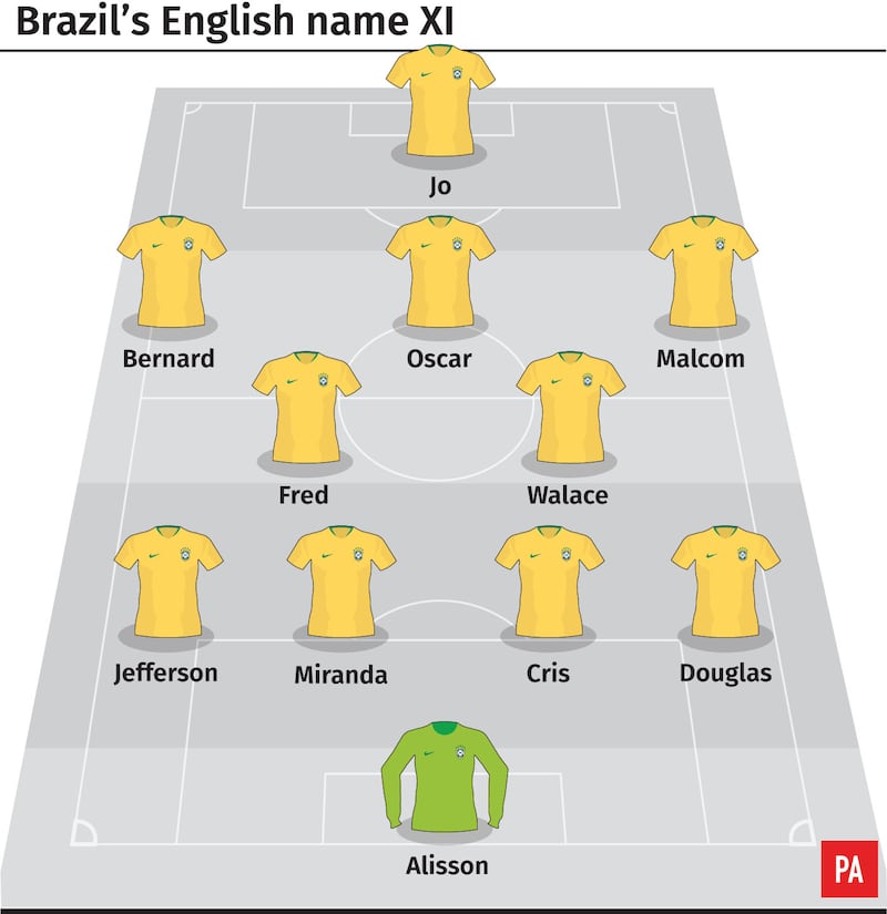 An XI of Brazilian footballers with English-sounding names