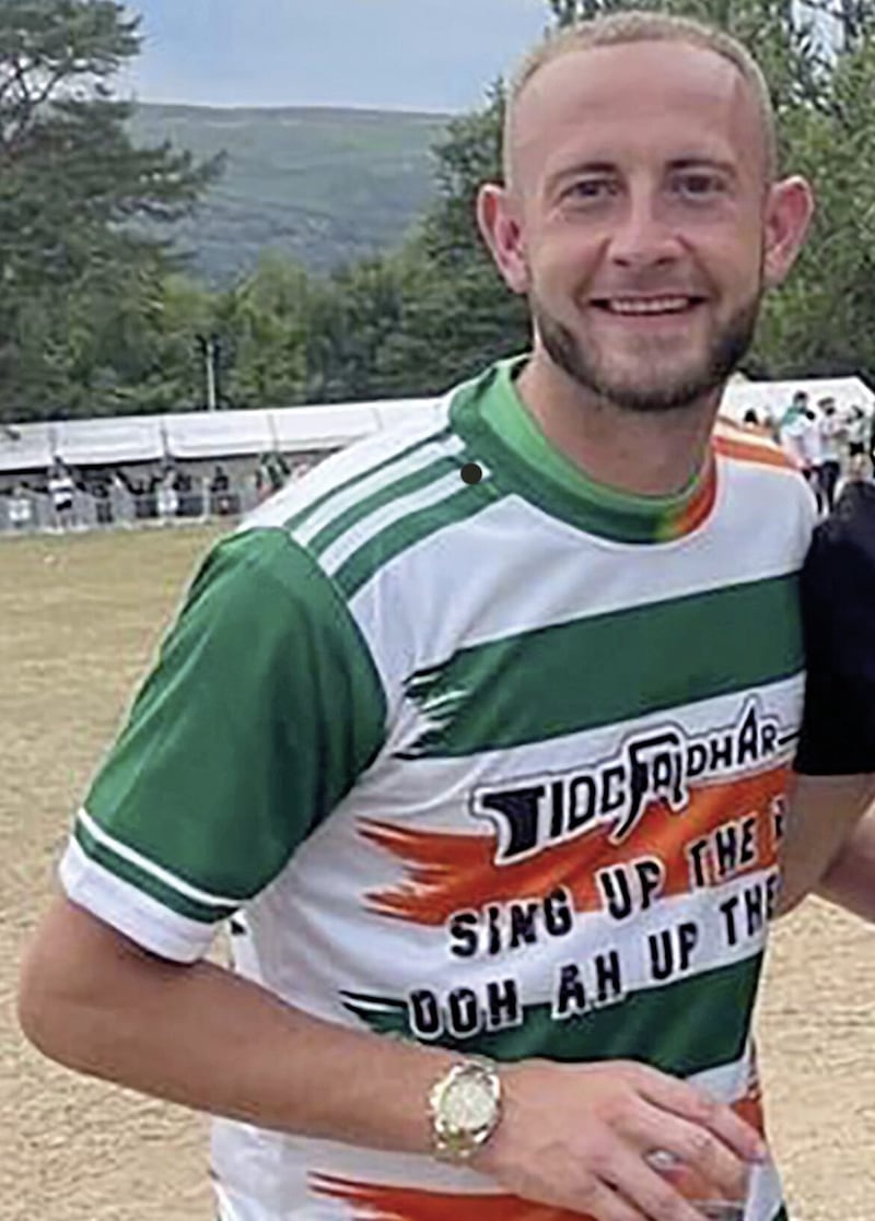 Former Larne FC player John Herron was pictured wearing a Pro-IRA t-shirt 