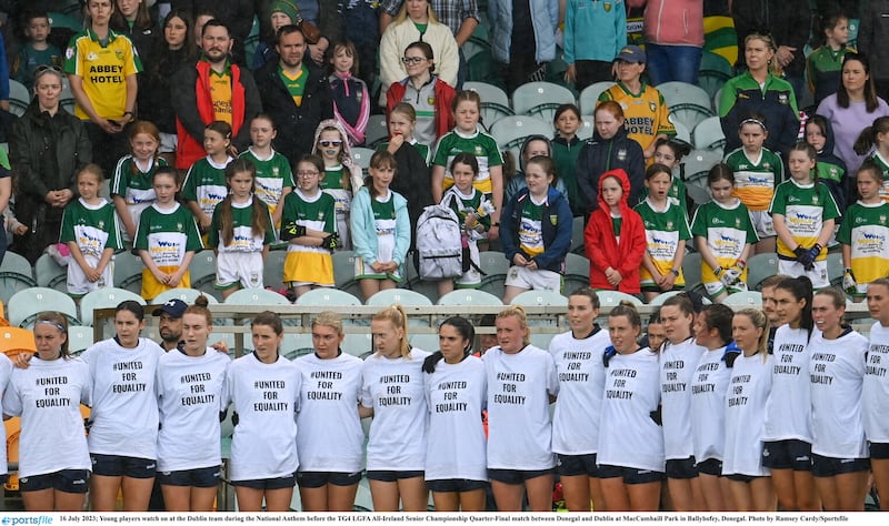 Ladies' footballers and camogs have taken part in United For Equality protests in recent weeks