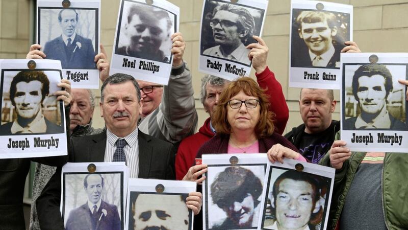 Ballymurphy families attend Laganside Court where the former members of the British Army are giving evidence into the Ballymurphy Massacre. Picture by Mal McCann