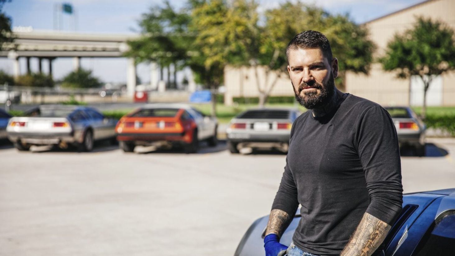 Boyzone's Shane Lynch with a DeLorean during filming in Texas for his new TV series, Supercar Megabuild on National Geographic Picture: National Geographic/Hassan Ghazi