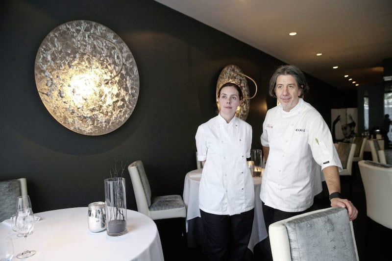 Deane at Eipic in Belfast with one of his proteges, acclaimed head chef Danni Barry. Picture by Hugh Russell