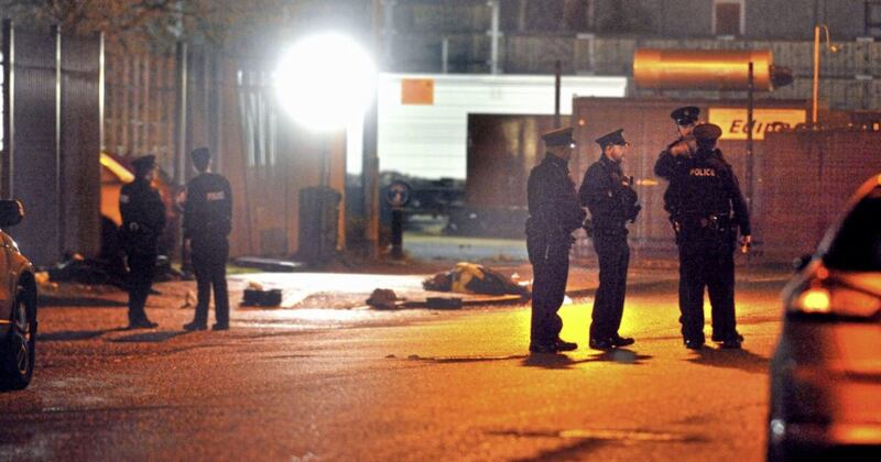 Police at the scene of an accident on the Boucher Road. Picture by Alan Lewis- PhotopressBelfast.co.uk 