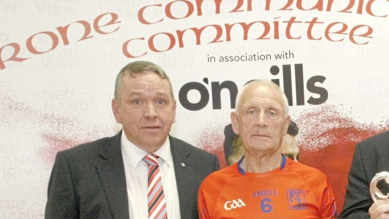 New Tyrone GAA Honorsry President, Patsy Forbes, right, with Michael Kerr, Tyrone County Board Chairman. 