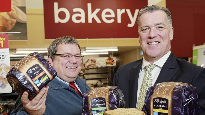 Michael McCallion, Asda NI buying manager and Michael Murphy, CEO of Irwin&rsquo;s Bakery welcome the news that the Portadown bakery&rsquo;s new range of batch breads will be stocked in 300 Asda stores across the UK 