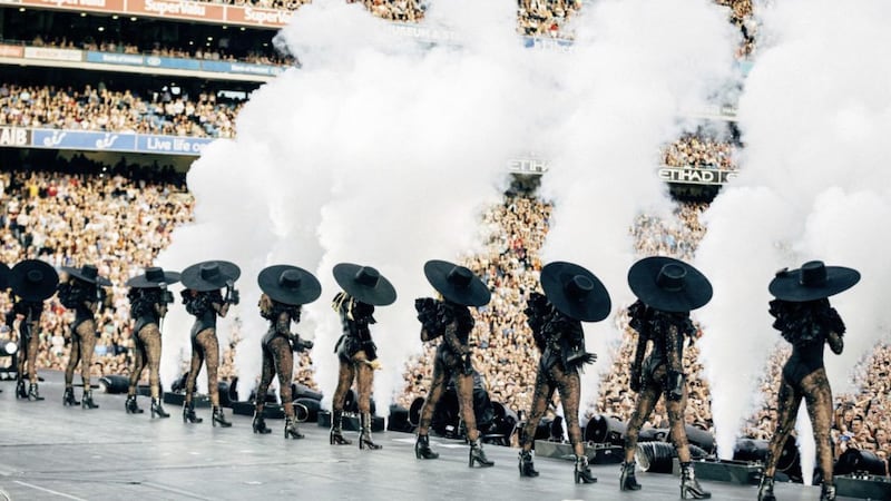 Beyonc&eacute; and Ashley on stage at Croke Park during the 2016 Formation World Tour 