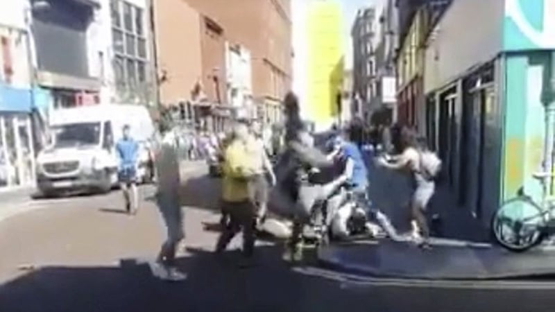 The fight in Castle Street, Belfast city centre 