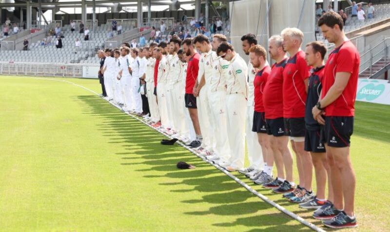 Cricketers pay respects (Martin Rickett/PA)