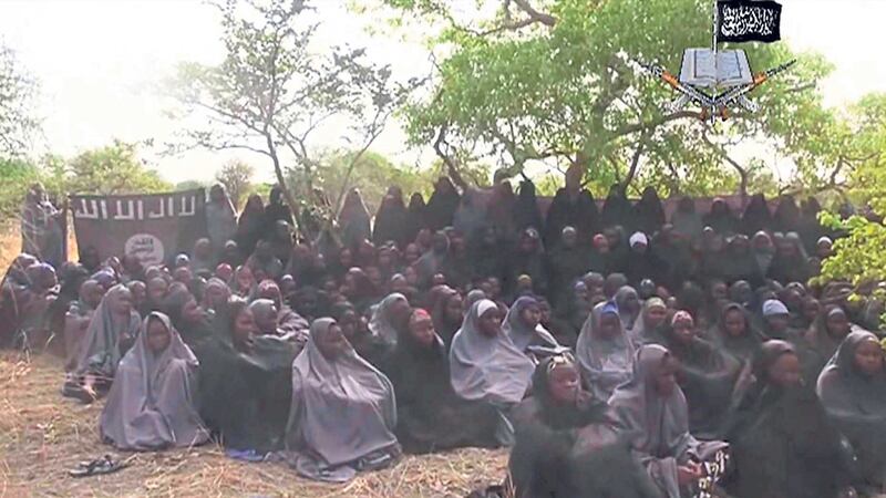 An image taken from video released in 2014 by Boko Haram of abducted schoolgirls&nbsp;