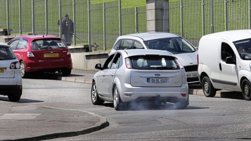 A car containing several young men sped several times outside St Mary&#39;s Church in Derry&#39;s Creggan estate following Caoimhin Cassidy&#39;s funeral mass on Friday, June 7. Picture by Margaret McLaughlin 