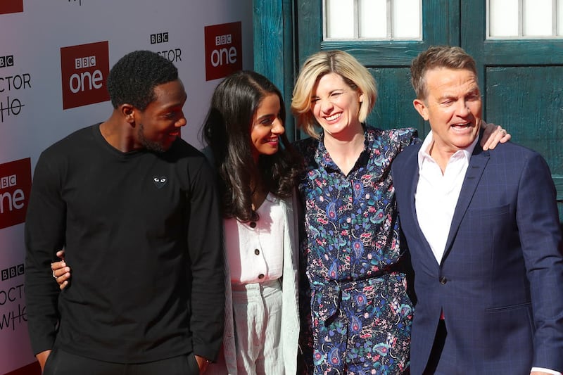 Tosin Cole, Mandip Gill, Jodie Whittaker and Bradley Walsh attending the Doctor Who premiere (Danny Lawson/PA)