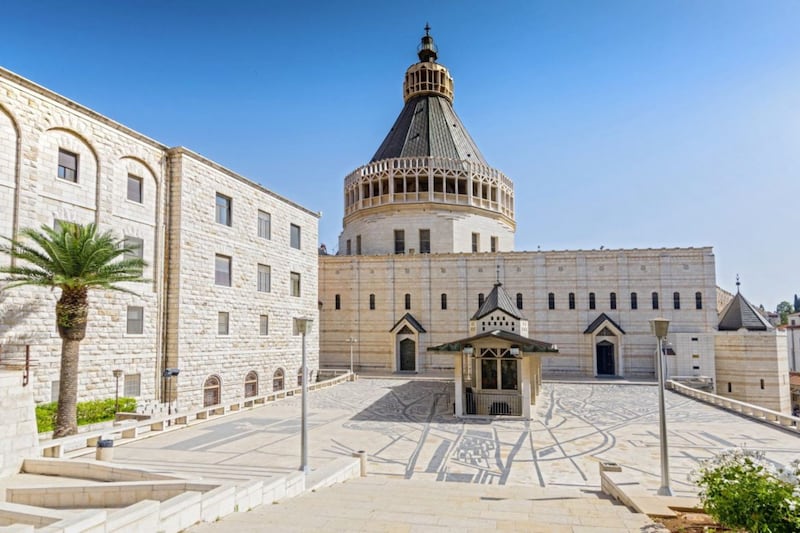 A slight incline leads to Nazareth&#39;s Basilica of the Annunciation, where Christians believe that Mary was told by the Angel Gabriel that she would become the Mother of God. 