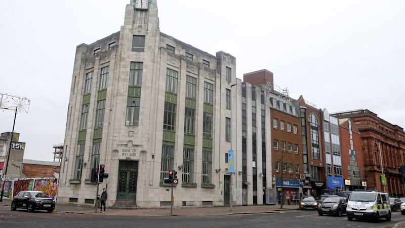 The listed former Bank of Ireland building at the corner of North Street and Royal Avenue, Belfast will be restored as part of a &pound;100 million project. Photo: Mal McCann 