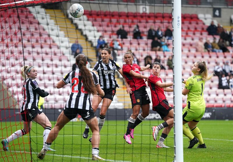 Nikita Parris (third right) scored twice against Newcastle in round four