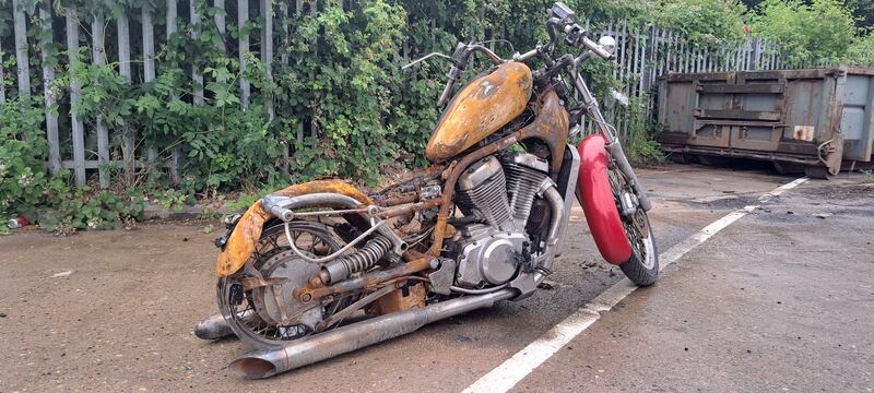An image of the burnt out motorbike 