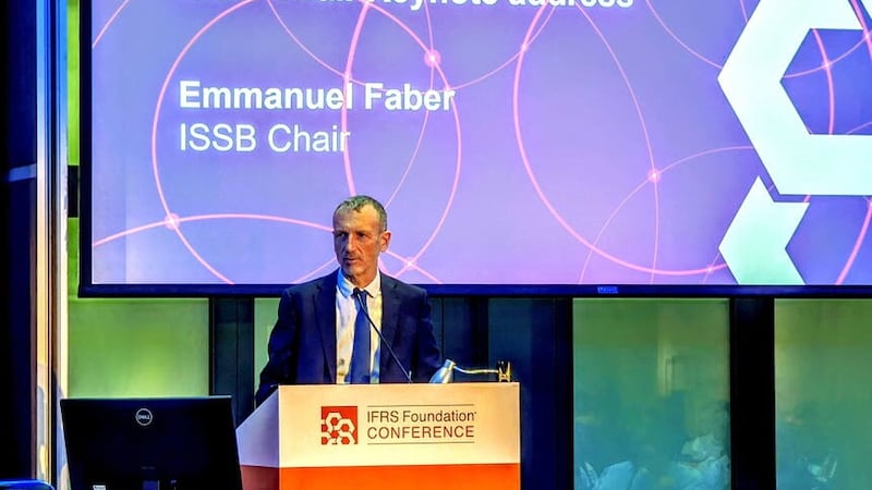 International Sustainability Standards Board chair Emmanuel Faber said the UK has been instrumental in paving the way for sustainability reporting for investors (The IFRS Foundation/PA)