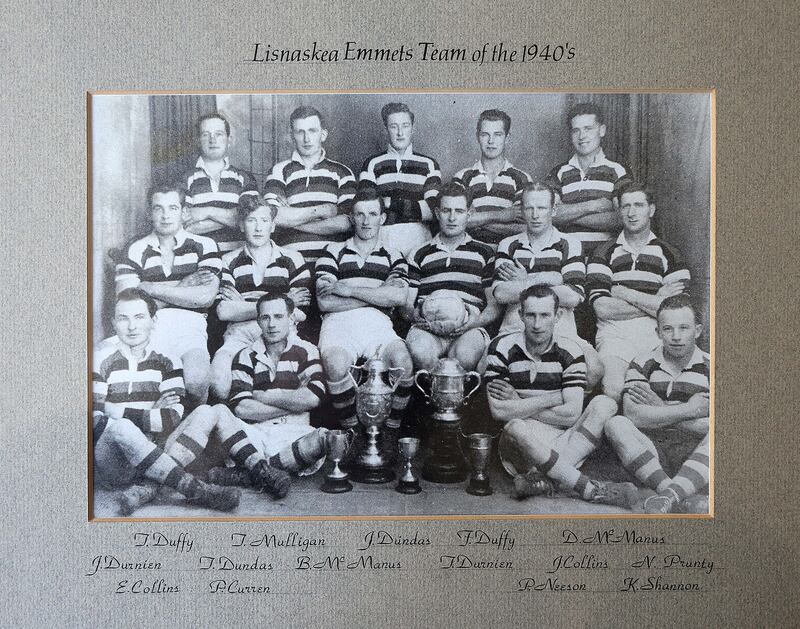 James Dundas back row middle, when he played for the Lisnaskea Emmets in the 1940's.Irish News reader James Dundas who is approaching his hundreth birthday in December. Picture by Mal McCann