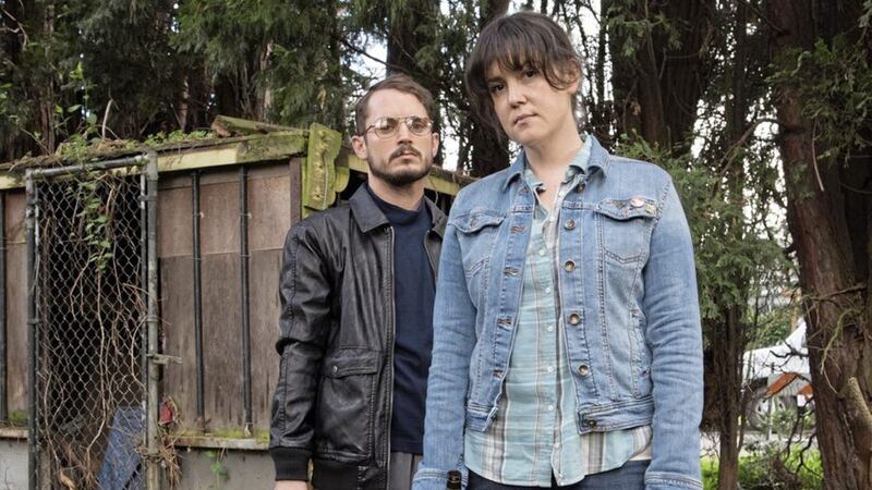 Elijah Wood and Melanie Lynskey in I Don&#39;t Feel At Home In This World Anymore 