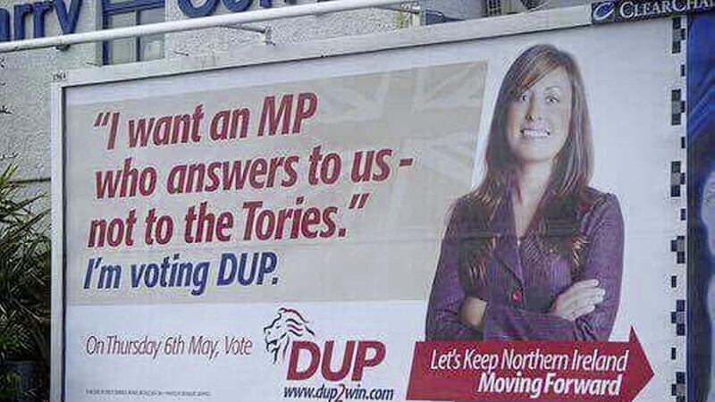 A DUP billboard criticising the Ulster Unionists&#39; link-up with the Conservatives in 2010 