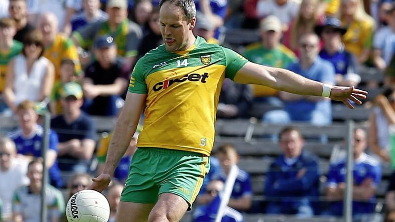 Donegal&#39;s Michael Murphy in action during the Ulster GAA Football Senior Championship Semi Final between Cavan and Donegal on 05-08-2022 at St Tiernachs Park Clones. Pic Philip Walsh. 