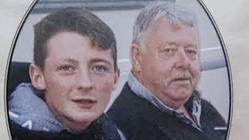 A recent photograph of drowning victims, Thomas Weir and his uncle, Gerry &quot;Malin&quot; Doherty was included in the order of service for Mr Doherty&#39;s Requiem Mass yesterday. 