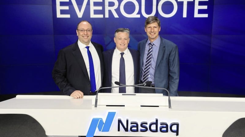 EverQuote founder Tomas Revesz (left) with his long-time business collaborator Seth Birnbaum (centre), who sadly passed away on November 28. Also pictured is chairman and fellow co-founder David Blundin.