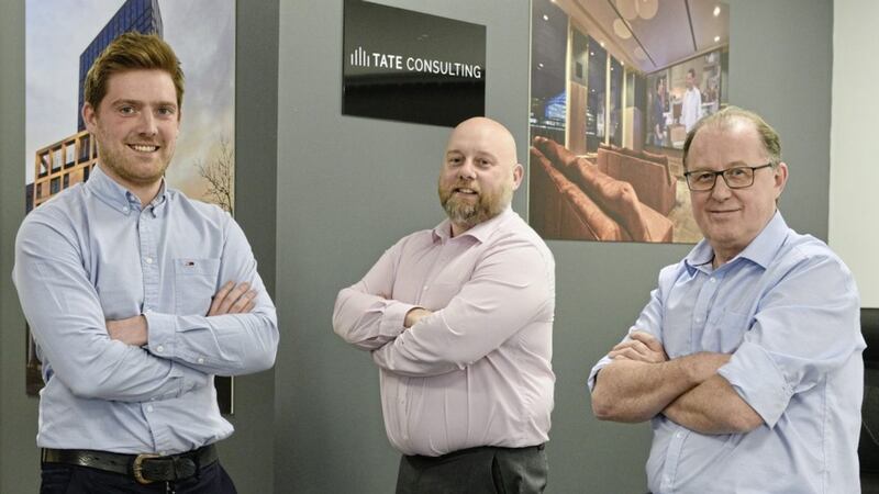 Launching Tate Consulting in Belfast are (from left) mechanical associate Kevin Gallagher, associate director Aaron Stevenson and director Jim Lee                                     