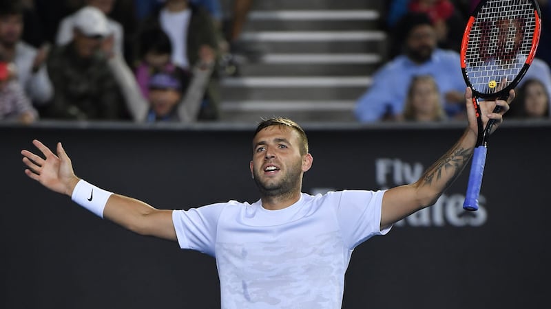 Dan Evans takes the acclaim of the crowd in Melbourne after his Australian Open win over Marin Cilic.