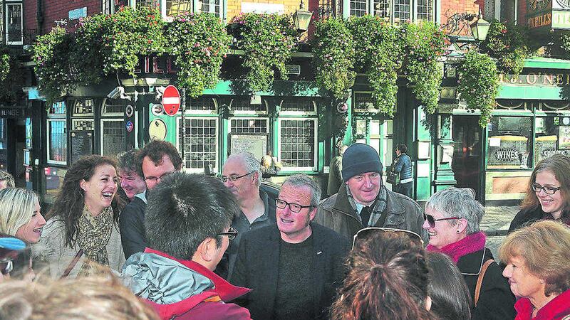 Dublin author Lorcan Collins on one of his 1916-themed walking tours of the city 